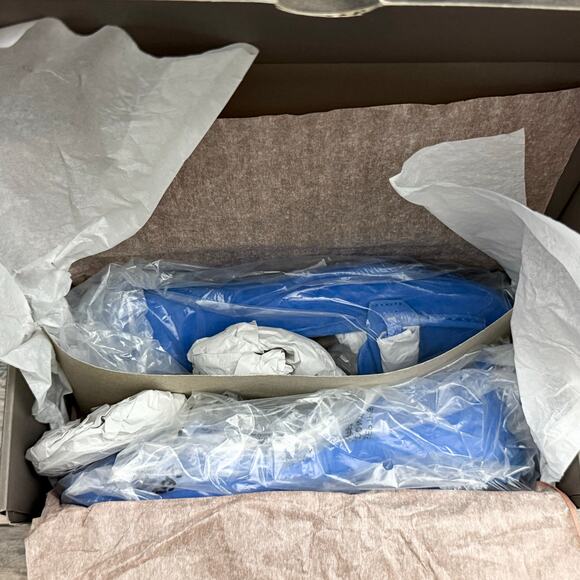 NIB Franco Sarto 7.5M Farah Blue Suede Chain Loafer Flats - Picture 12 of 13